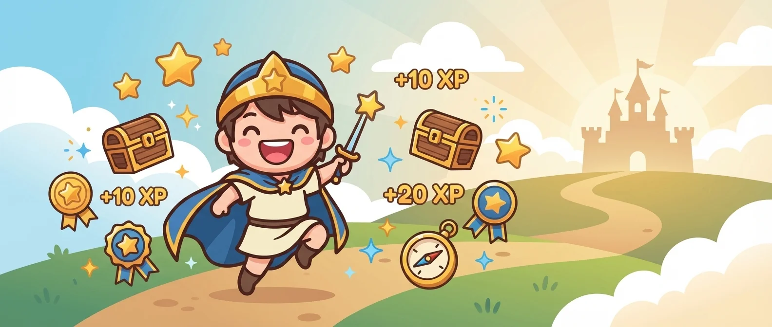 冒険の旅に出る勇者キャラクター